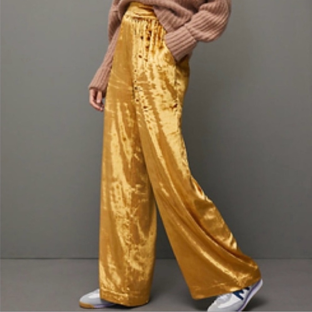 Anthropologie Maeve Gold Wide-Leg Pants